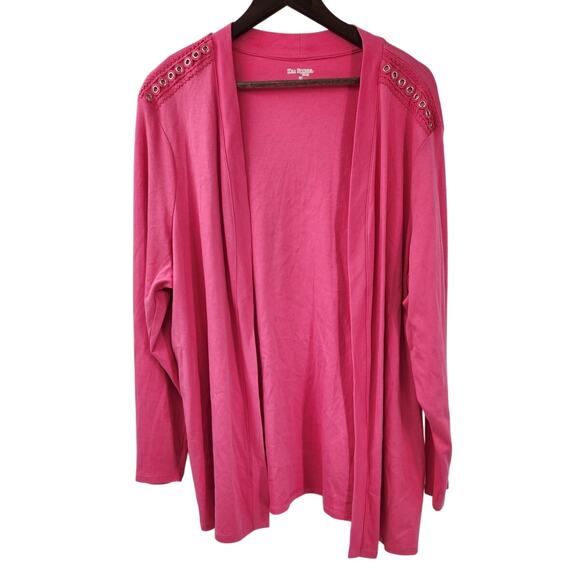 Kim Rogers Pink Open Front Cardigan Sweater Womens Size 1X - Picture 1 of 4
